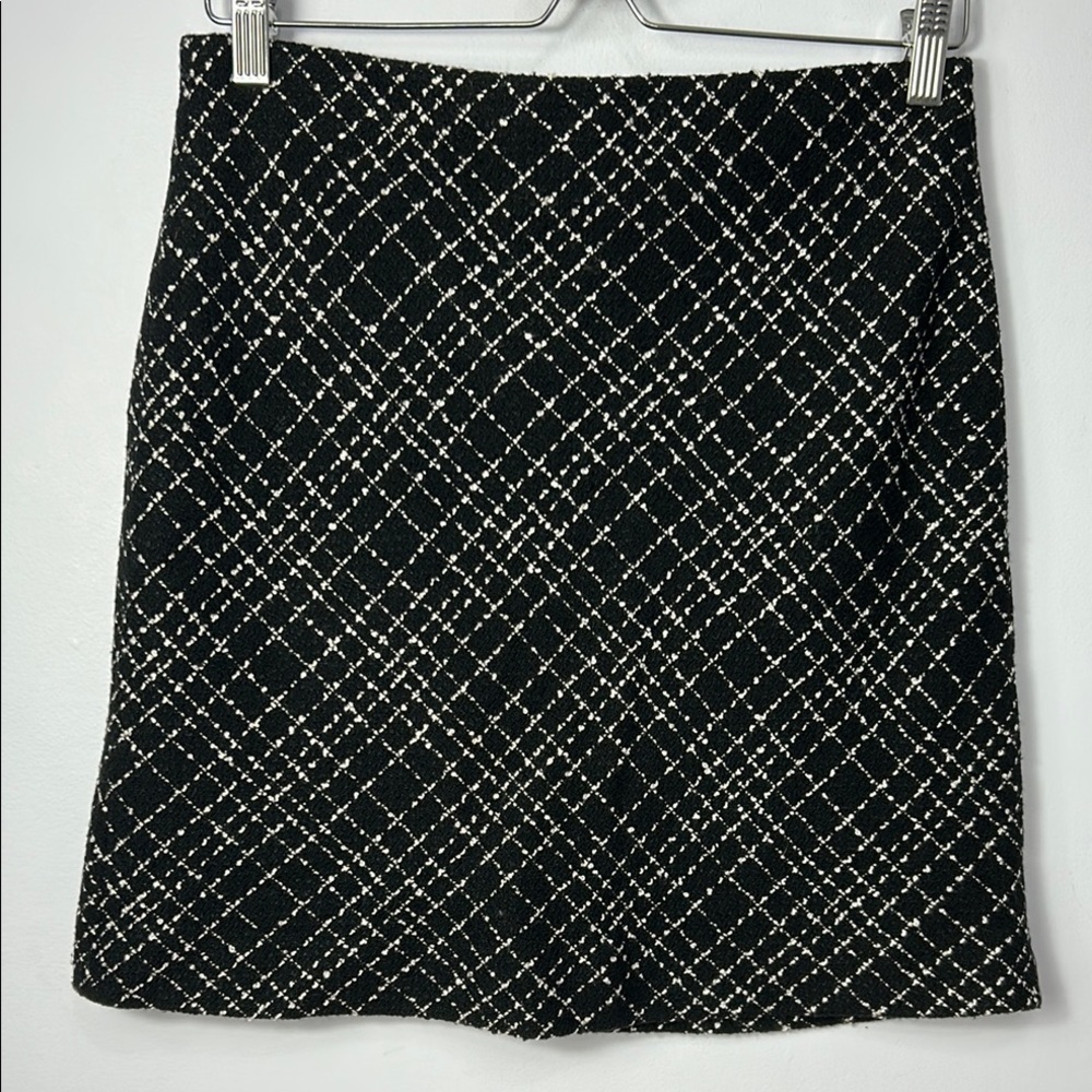 RW & Co Black White Geometric Pencil Mini Skirt